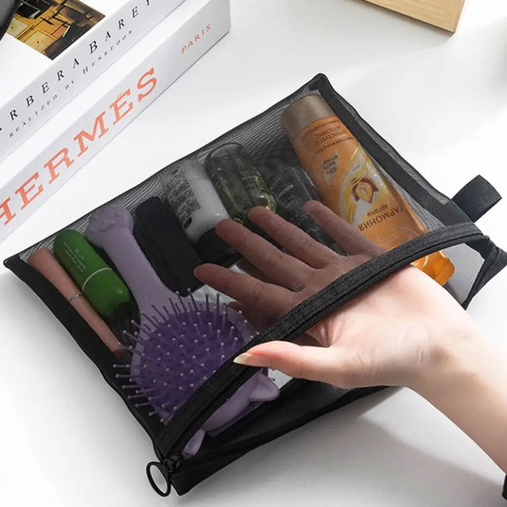 Mesh Zipper Cosmetic Bag | Travel Toiletry Organizer 3 Sizes