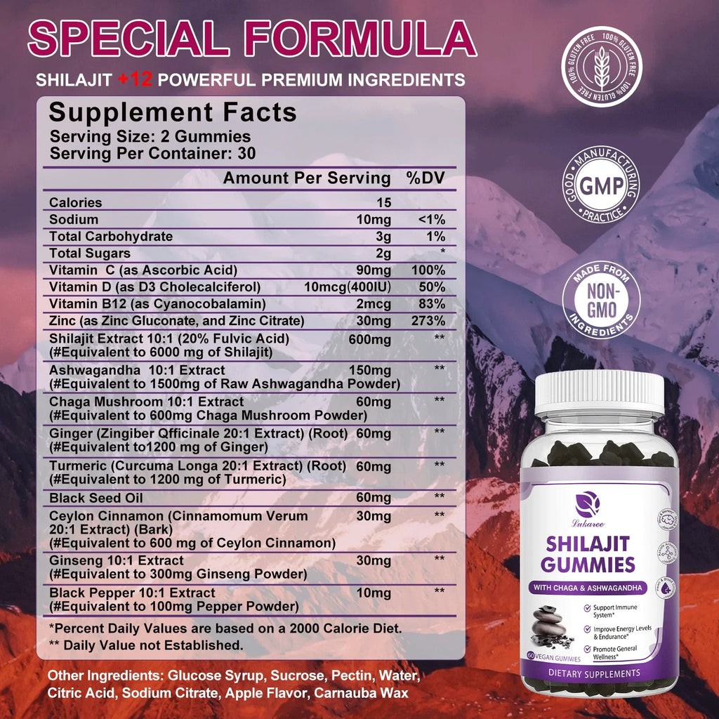 Himalayan Pure Shilajit Gummies 13-in-1 | Brain & Energy Boost
