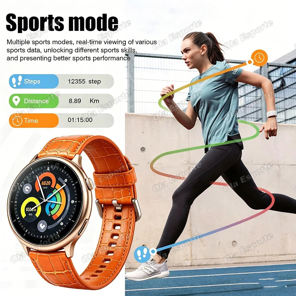 Smart Watch Men AMOLED Screen Heart Rate AI Voice Assistant GPS Track