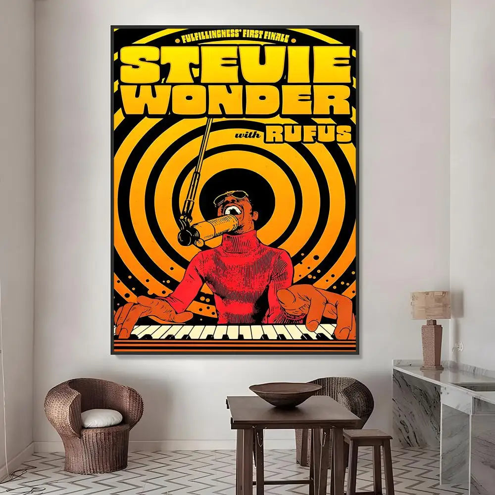Stevie Wonder HD Waterproof Wall Poster PVC Sticker | Music Décor