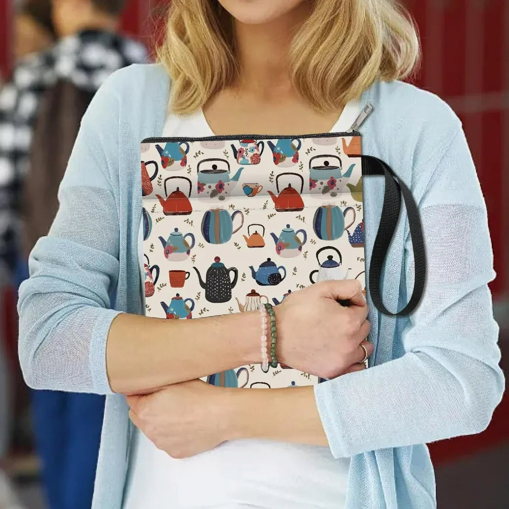 Teapot Book Sleeve – Washable Fabric Cover with Zipper Pocket