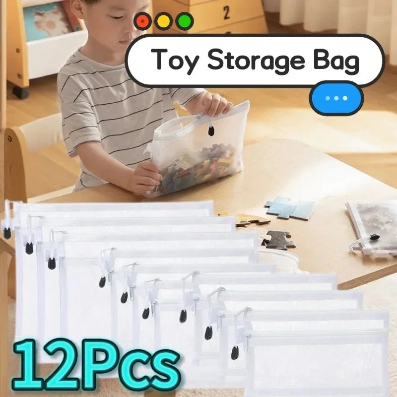 Transparent Mesh Storage Bags Zipper Lego Blocks Puzzle&toy