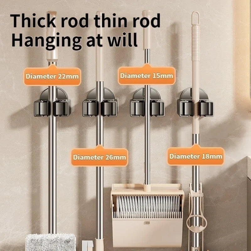 No-Drill Suction Cup Mop & Broom Wall Hook | Ancient Style