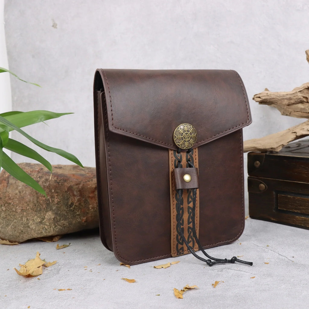 Medieval Faux Leather Viking Knight Belt Copper Coin Waist Bag