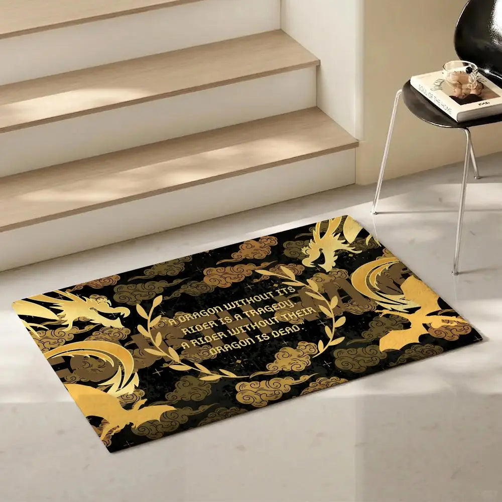 Fourth Wing Fantasy Flannel Floor Mat – Non-Slip Indoor Rug
