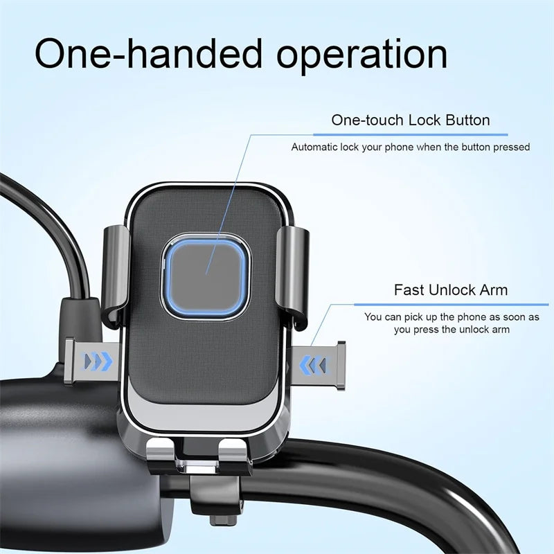 Motorcycle Phone Holder – One-Hand 360° Rotatable Bike Mount