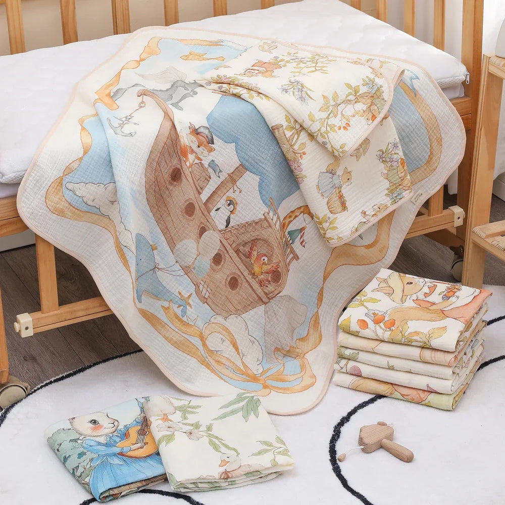 Newborn Baby Bath Towel | Soft Cotton Bamboo Gauze Blanket