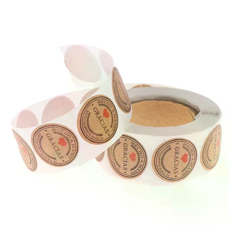 500pcs Kraft Gracias Thank You Stickers – Scrapbooking Labels