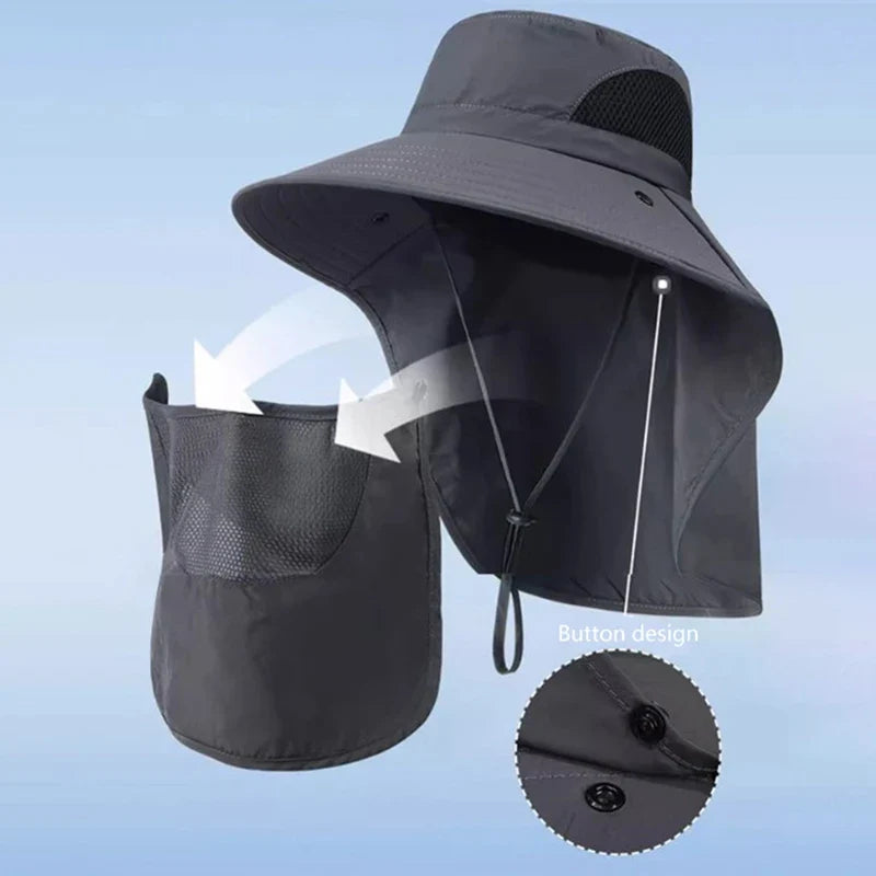 UV Sun Hat with Neck Flap – Outdoor Fishing Bucket Cap