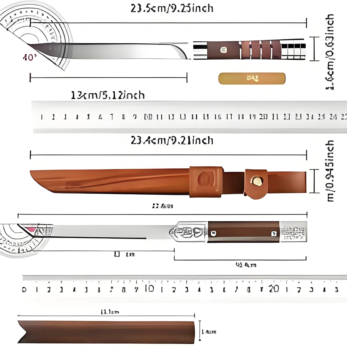 Professional Stainless Steel Kitchen Knife with Leather Sheath