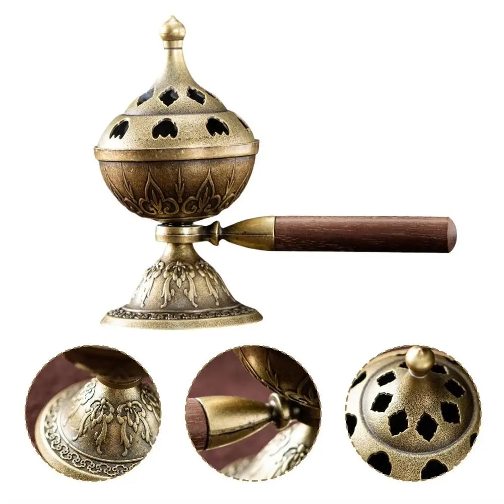 Vintage Alloy Sandalwood Incense Burner Elephant Lucky Hollow Out