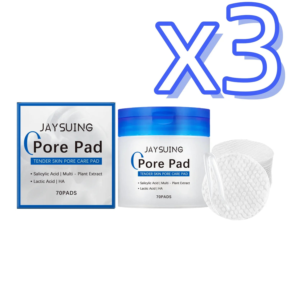Jaysuing Hyaluronic Acid Exfoliating Cotton Pads 70pc