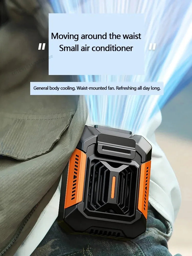 HOMFISH Wearable Belt Clip Fan with Power Bank & Flashlight