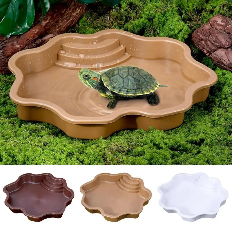 Turtle Pool Large Reptile Bathing Tub Feeding Bowl Lizards Habitat