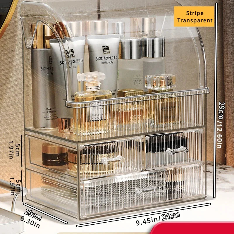 Clear Acrylic Cosmetics Organizer – Large Dustproof Storage Box