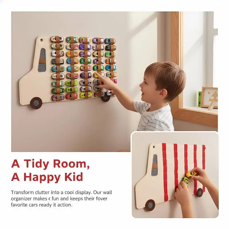 Felt Wall Hanging Toy Storage Bag – Kids Room Car Organizer