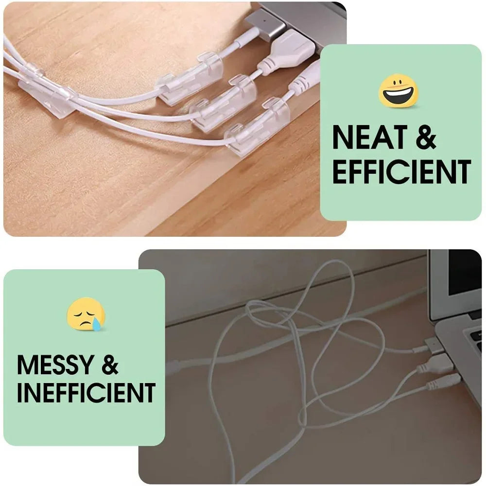 Self-Adhesive Cable Organizer Clips | Transparent Wire Holder