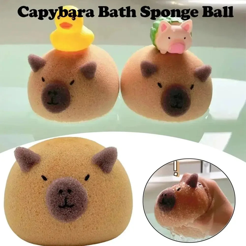Capybara Bath Sponge – Cartoon Animal Body Scrubber for Kids