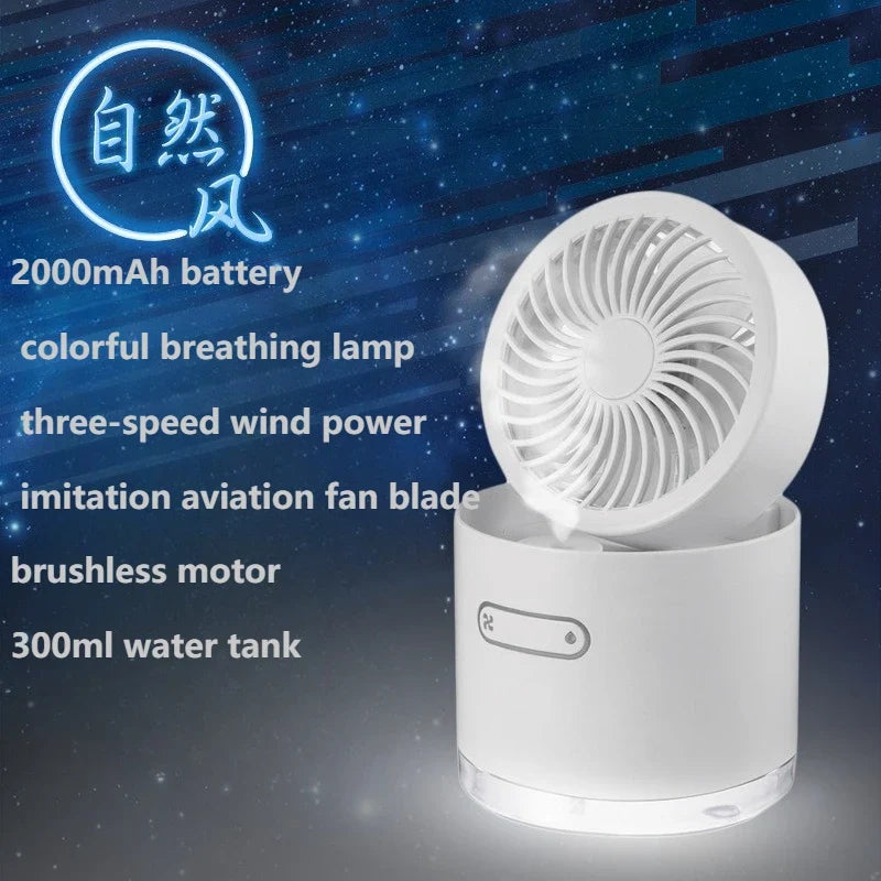URGGU Mini USB Desktop Fan with Humidifier – Portable Folding