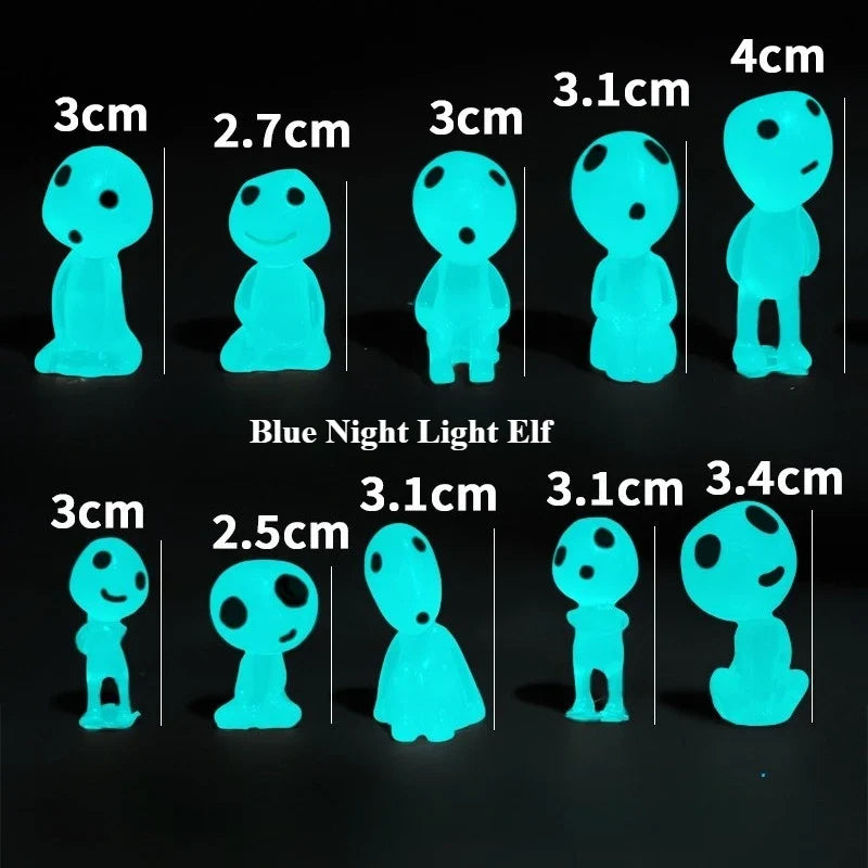 10-Pack Glow-in-the-Dark Tree Elf Resin Figures | Garden Décor