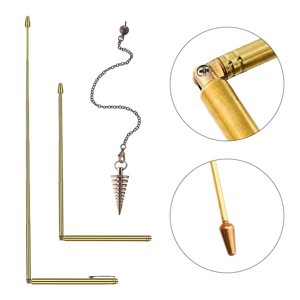 99.9% Copper Dowsing Rods & Pendulum Set – 3 or 4 Piece