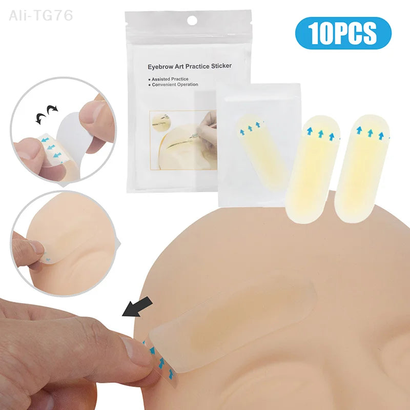 Silicone Eyebrow Tattoo Practice Skin Stickers – 10 Pack