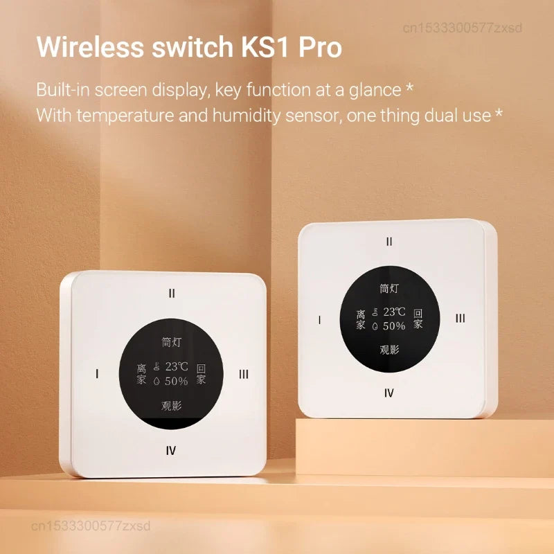 Linptech Wireless Switch KS1 Glass Screen Temperature Humidity Sensor