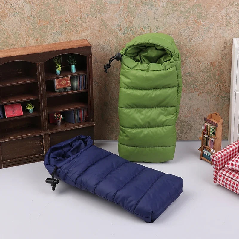Miniature Dollhouse Sleeping Bag – Camping Scene Accessory