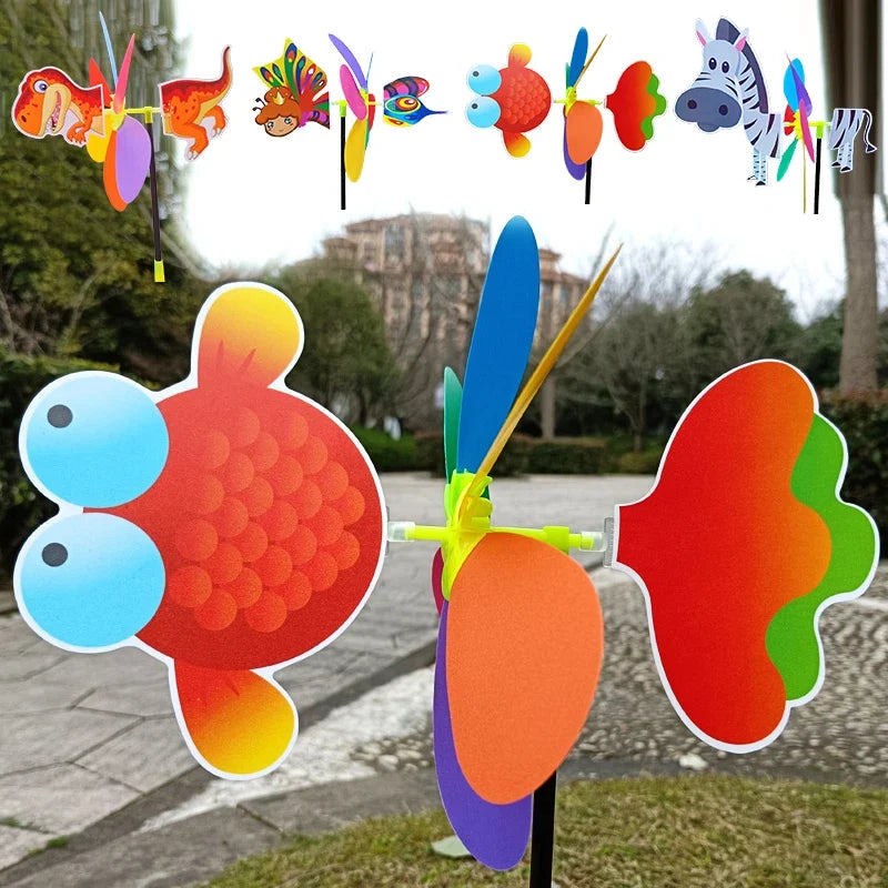 3D Colorful Animal Cartoon Windmill Toy – Kids DIY Decoration
