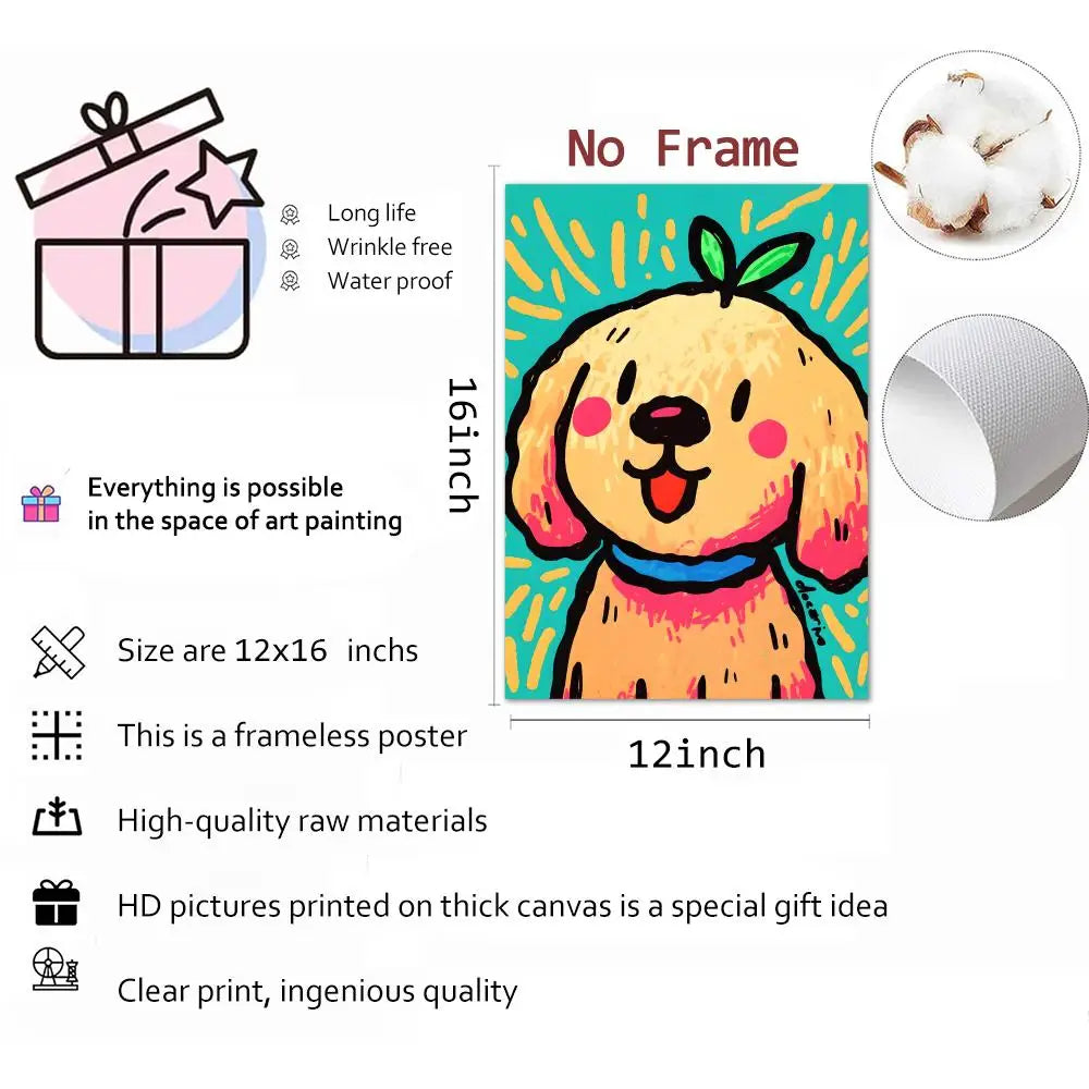 Colorful Dogs HD Canvas Wall Art Print – Unframed Home Decor