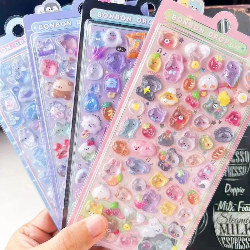 Fun 3D Pop Up Stickers Girls Kids DIY Craft Crystal Diamonds Cute