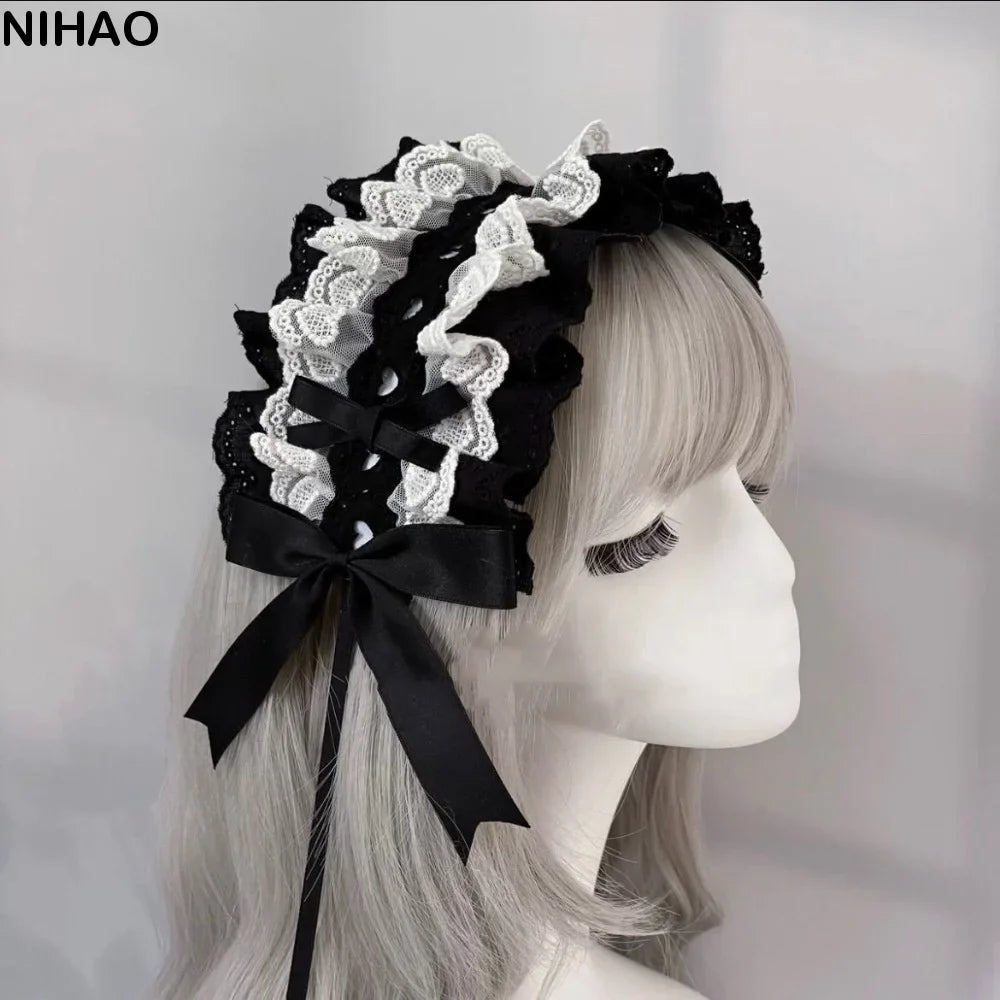 Gothic Lolita Wings Lace Headband – Ruffled Rivet Hairband
