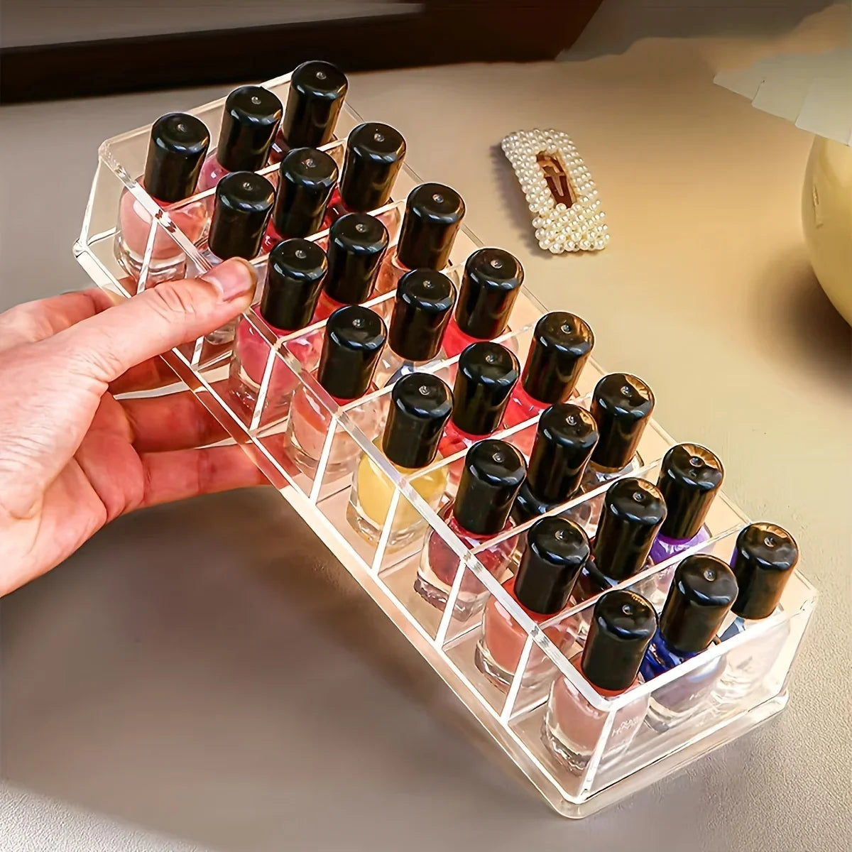 Acrylic Nail Polish Organizer Clear Display Rack Cosmetic Storage