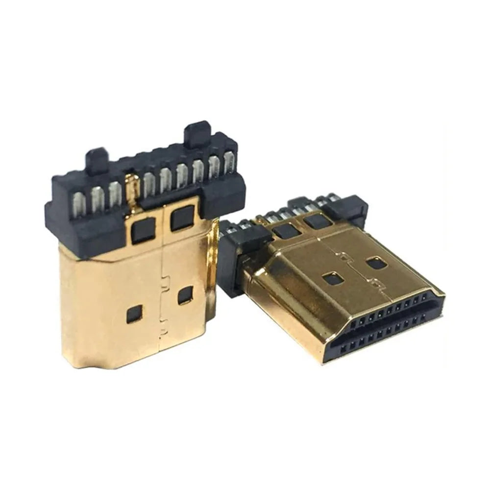 Gold-Plated 19-Pin HDMI Male Solder Connector | 10 or 50 Pack