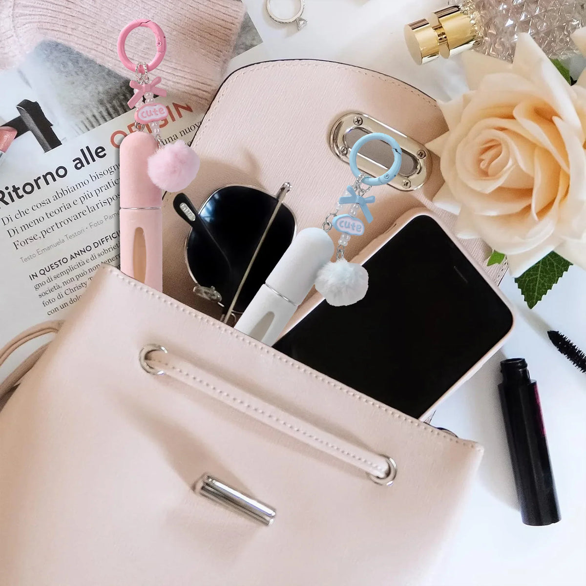 5ml Refillable Perfume Bottle Plush Keychain Travel Atomizer