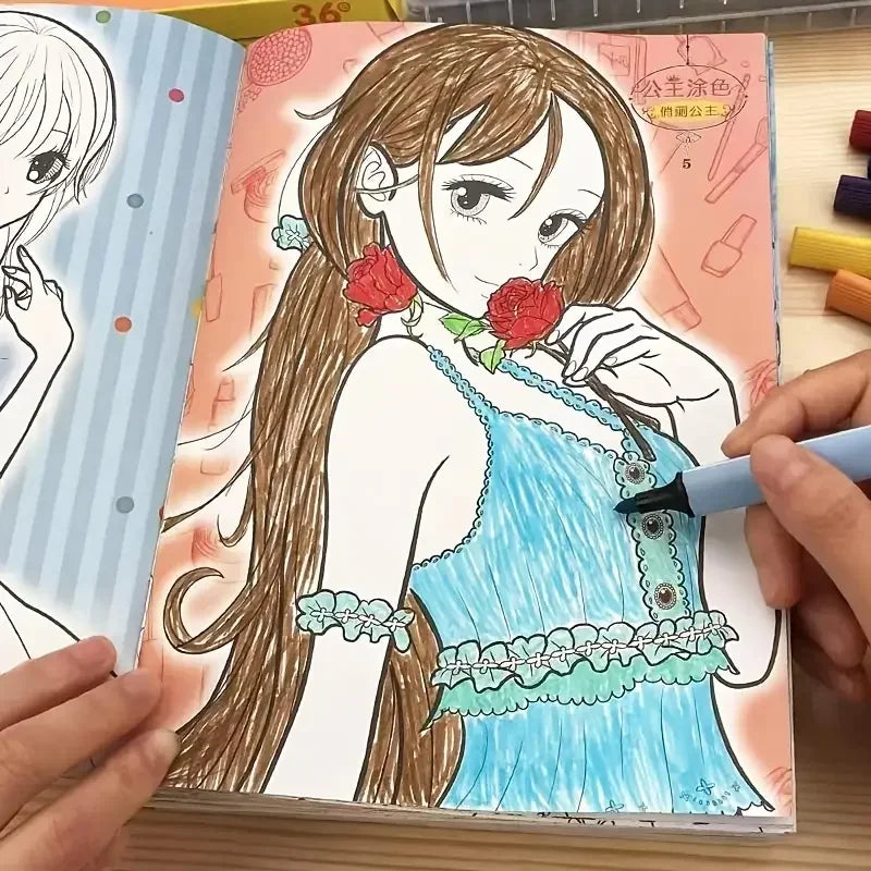 Princess Coloring Book Girls 6 Books Cute Drawings Learning