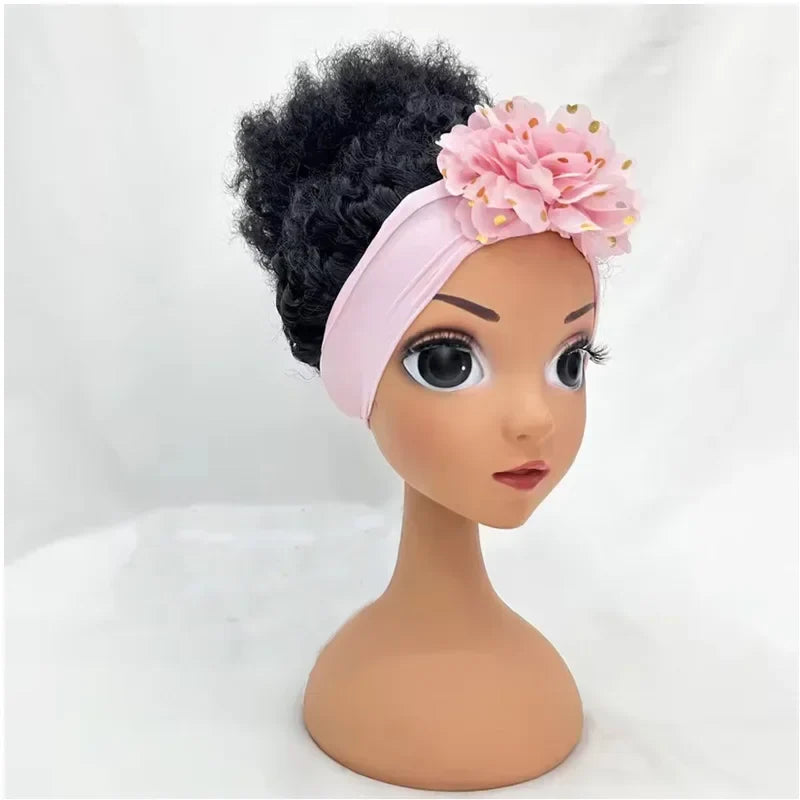Cute Afro Headband Wig for Baby Girls Ages 4–6 | Floral
