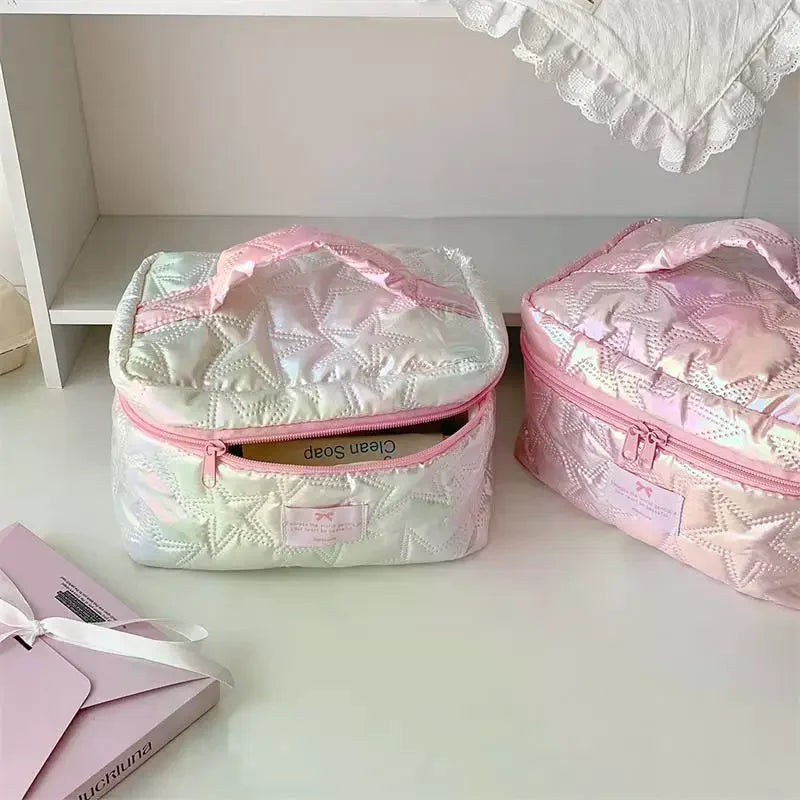 Shiny Star Makeup Bag – Cute Zipper Cosmetic Organizer Women