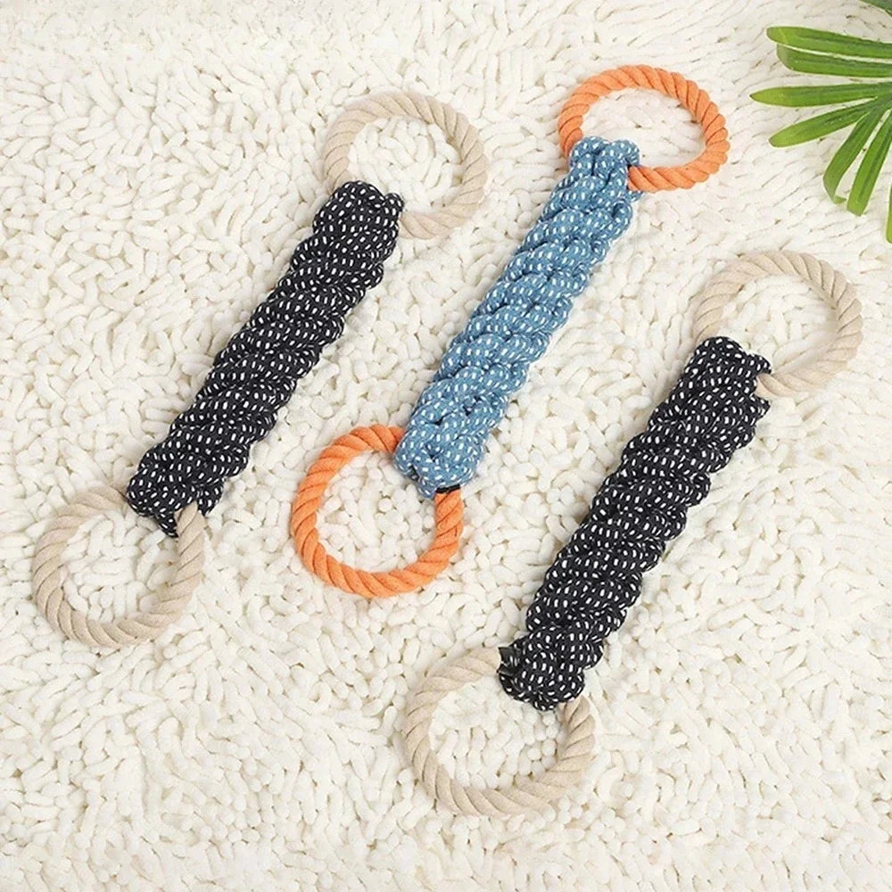 Double-Ring Cotton Rope Dog Toy – Durable Tug for Large Dogs