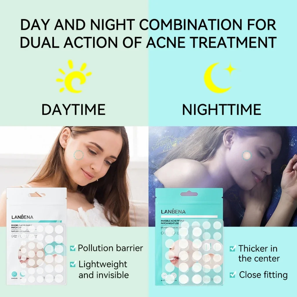 LANBENA Invisible Acne Pimple Patches – Day & Night Use