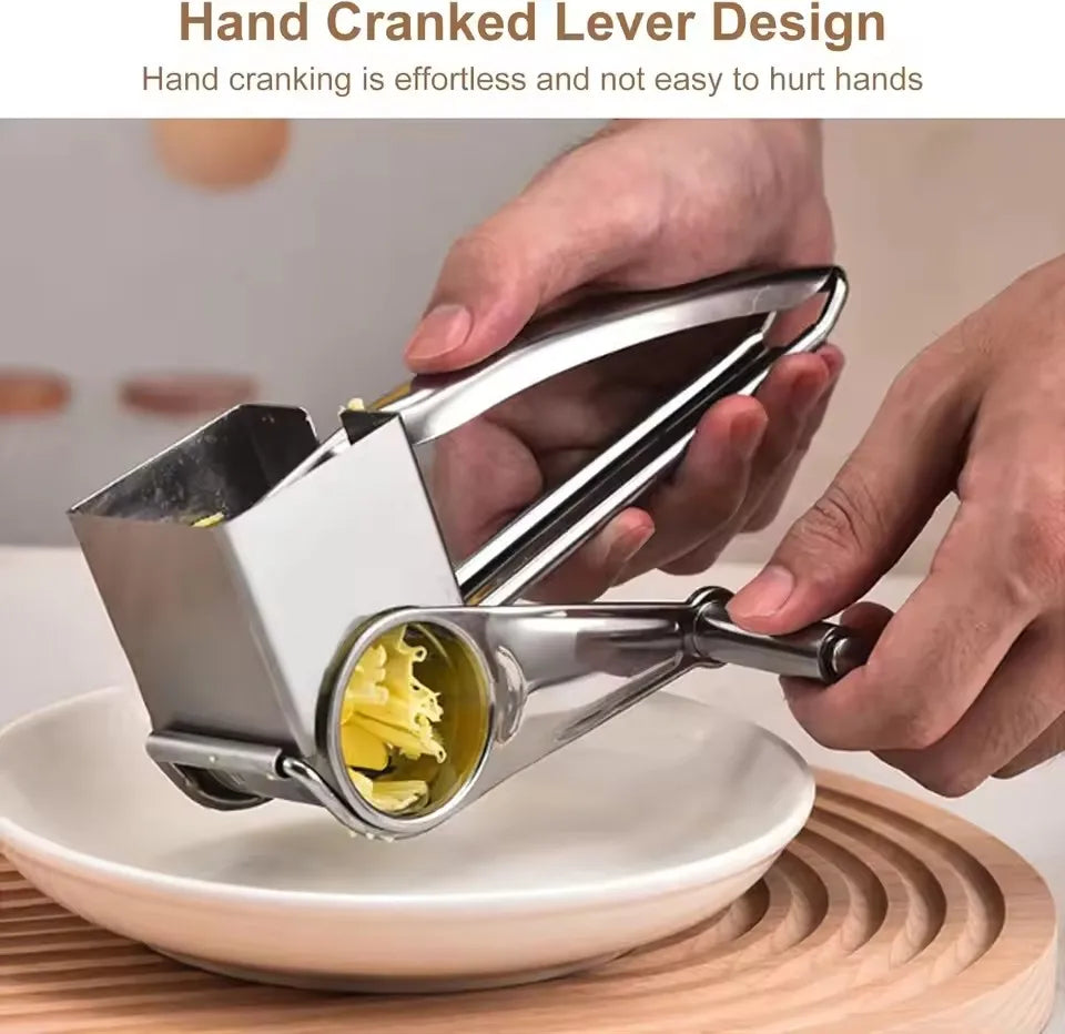 Rotary Cheese Grater – Stainless Steel Multi-Use Vegetable Slicer