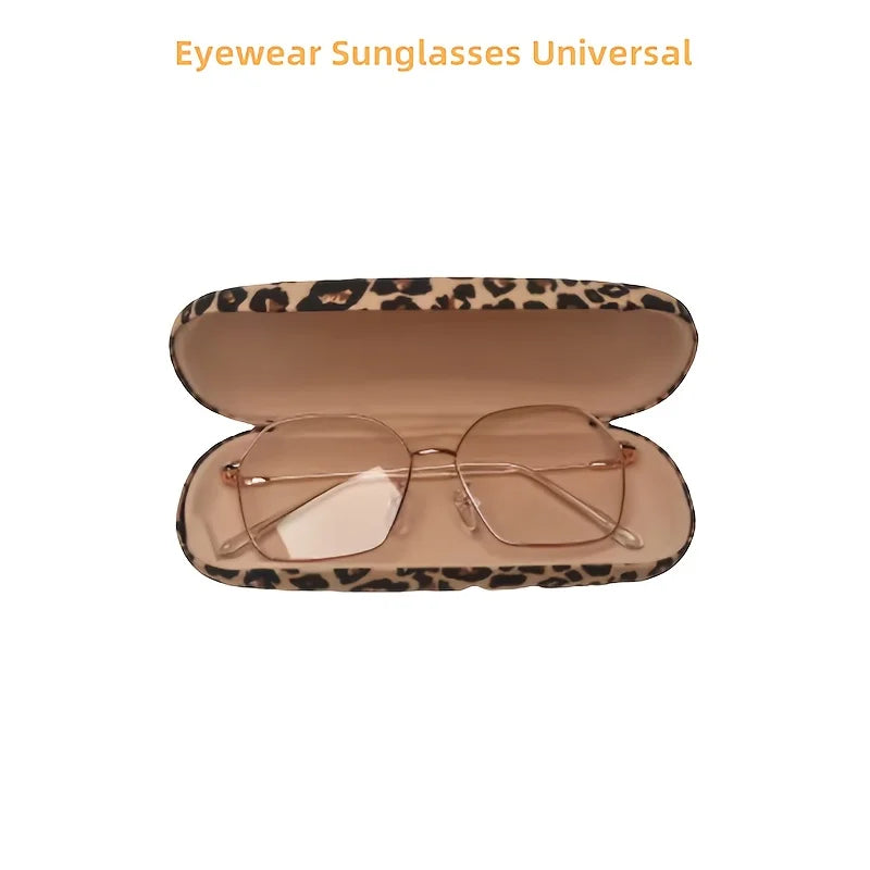 Luxury Leopard Print Metal Glasses Case Durable Stainless Steel