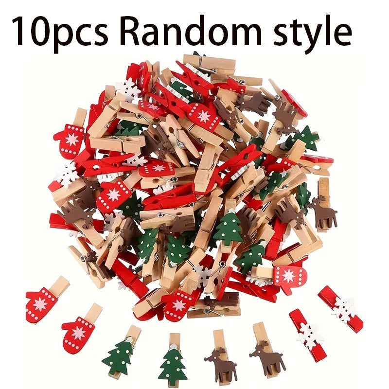 Mini Christmas Wooden Clips Photo Tree Clothespin Hanging Photos