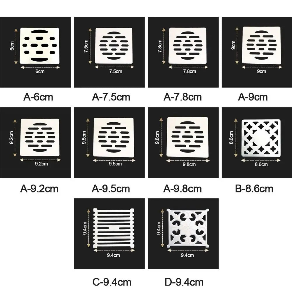 Square Floor Drain Cover Stainless Steel Convenient Shower Hole