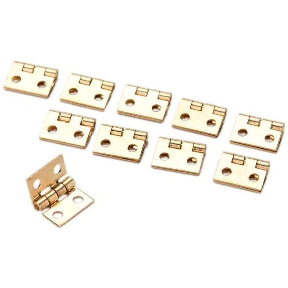 50pcs Mini Brass Hinges for Jewelry Boxes, Cabinets & Crafts