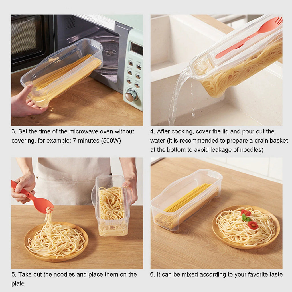 44oz Microwavable Spaghetti Cooking Box with Lid & Drainer