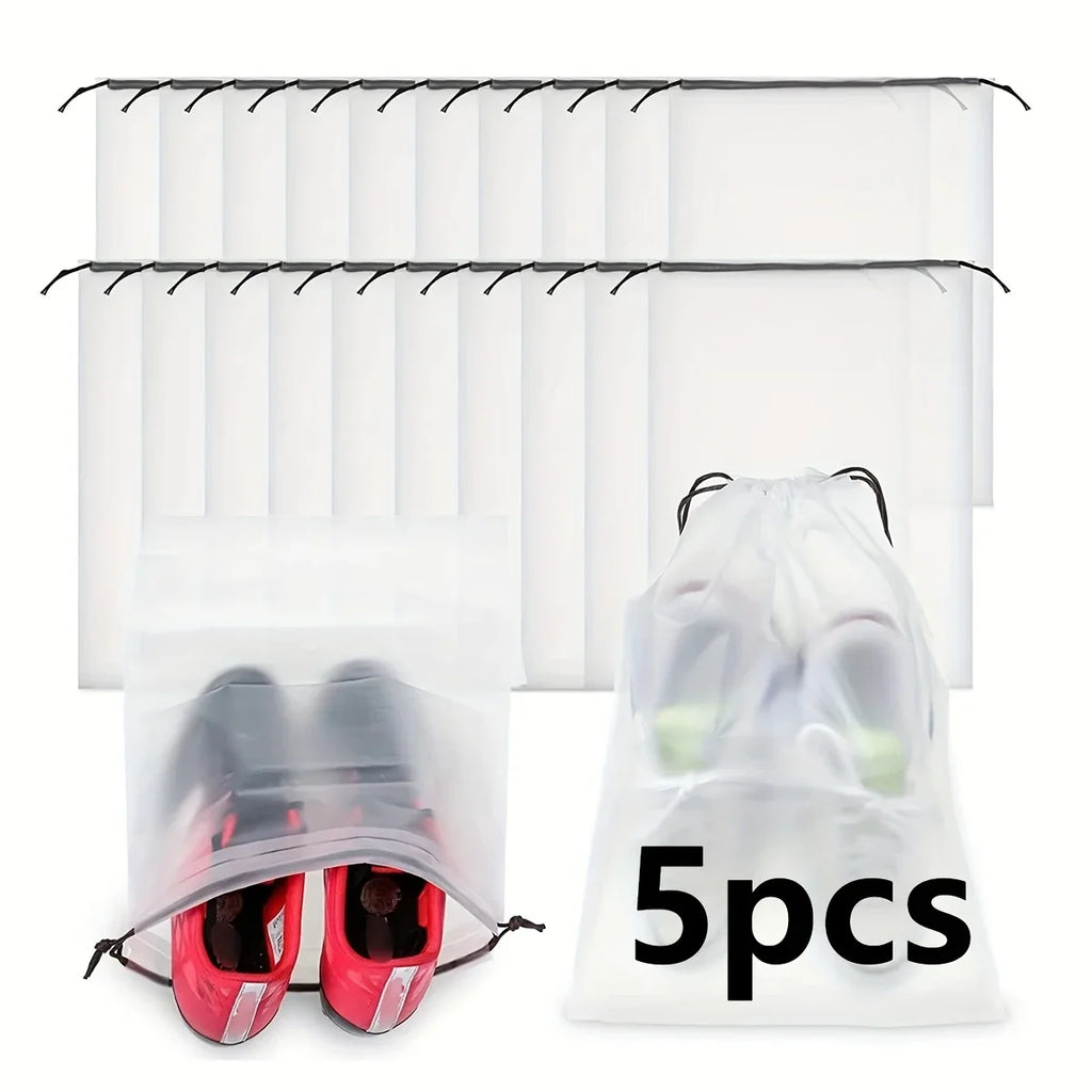 Travel Shoe Bags Set of 5 – Lightweight Drawstring Pouches