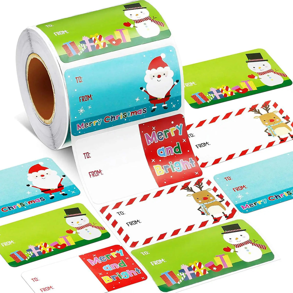 Christmas Tags Santa Claus Stickers Self Adhesive Tag Festival