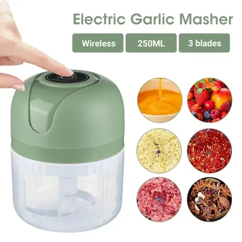 Mini Electric Garlic Chopper 250mL USB Rechargeable Grinder