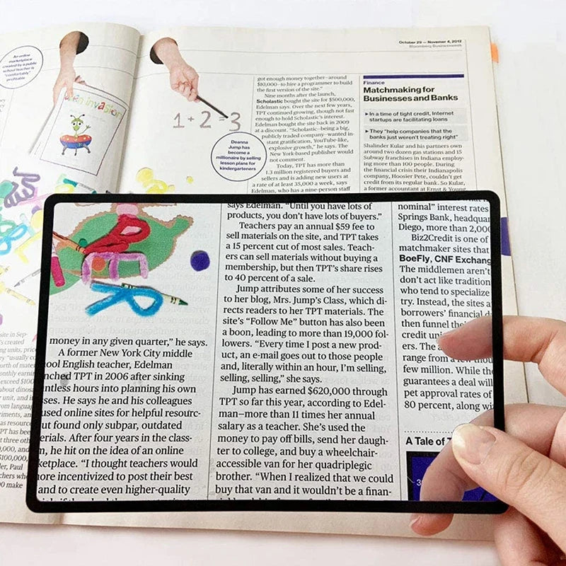 A5 Full Page 3X Magnifier – Ultra-Thin Sheet Reading Loupe